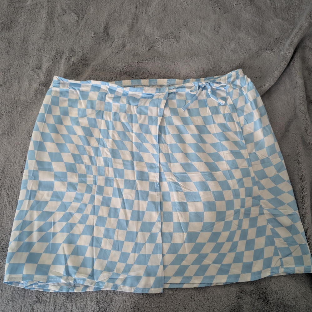 Art Class Blue and White Checkered Mini Skirt